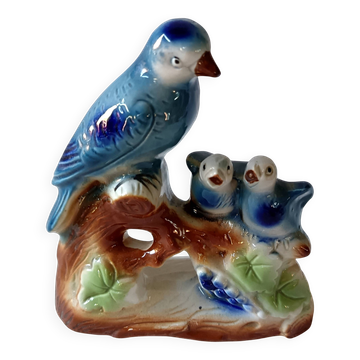 Vintage kitsch iridescent porcelain bird statuette