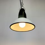 Industrial soviet white enamel pendant light, 1960s