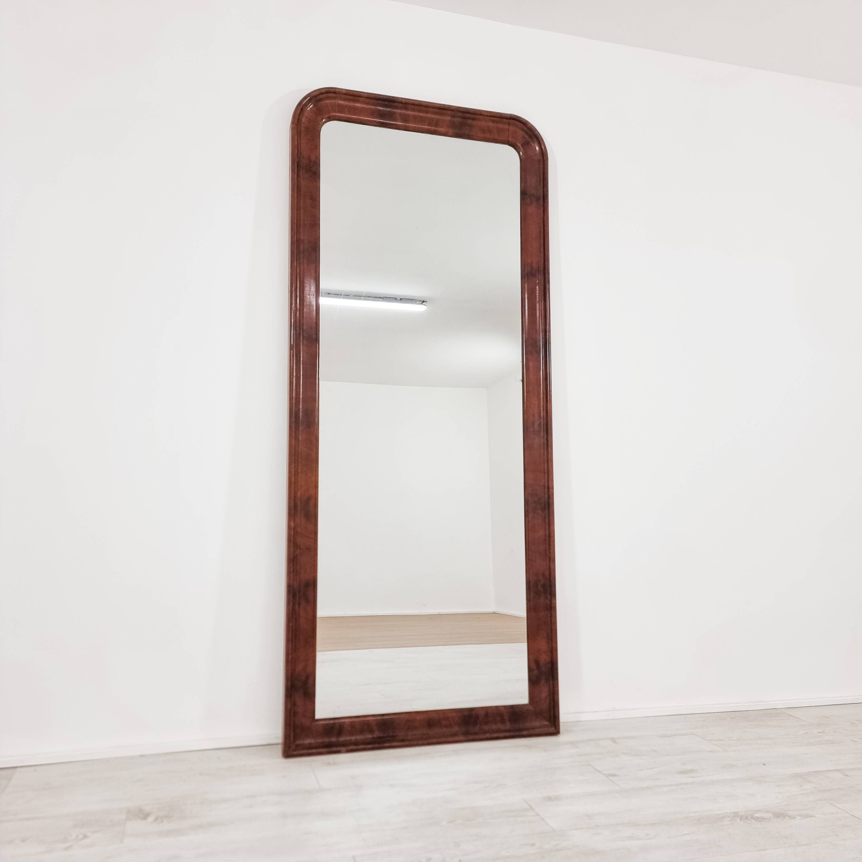 Large solid wood mirror, 2 metres high, from the 1940s