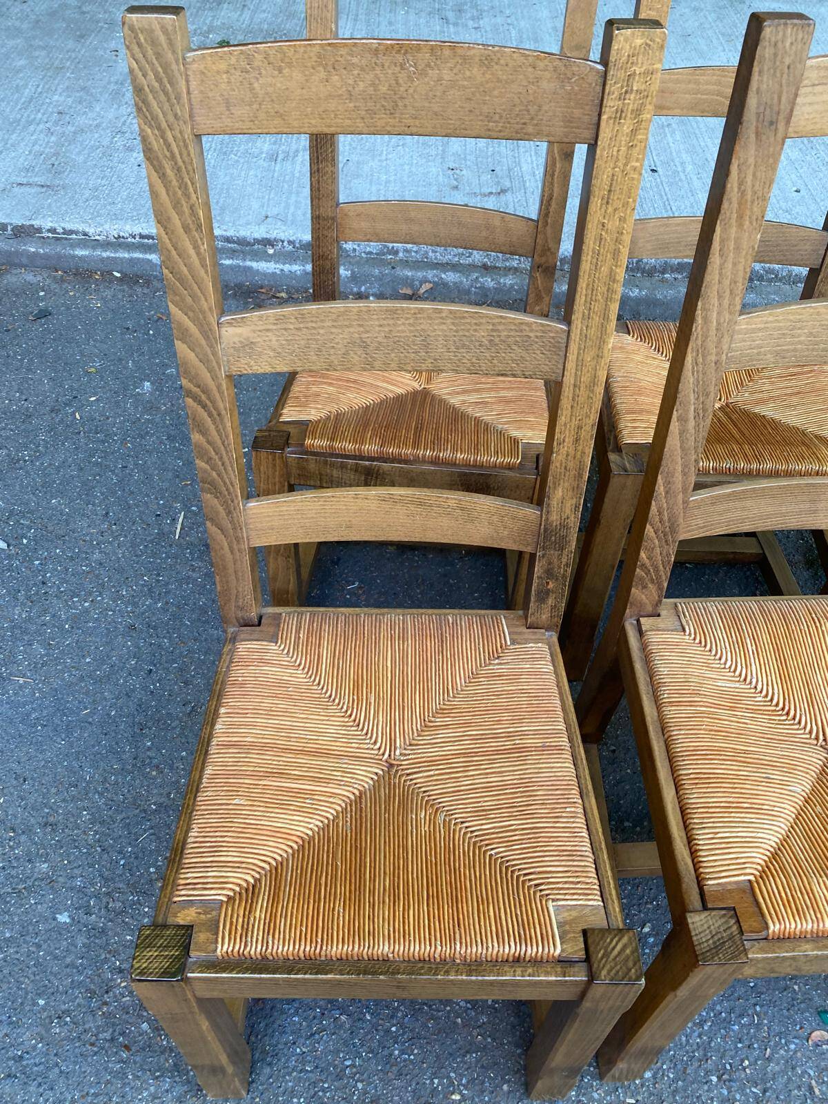 6 Baumann Scandinavian chairs in solid wood and straw