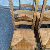 6 Baumann Scandinavian chairs in solid wood and straw