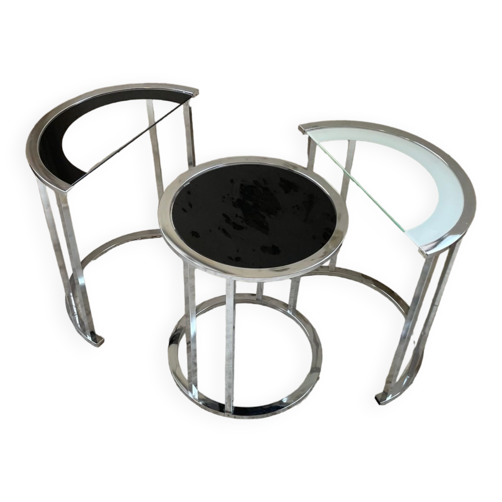 Trio of 70s chrome consoles