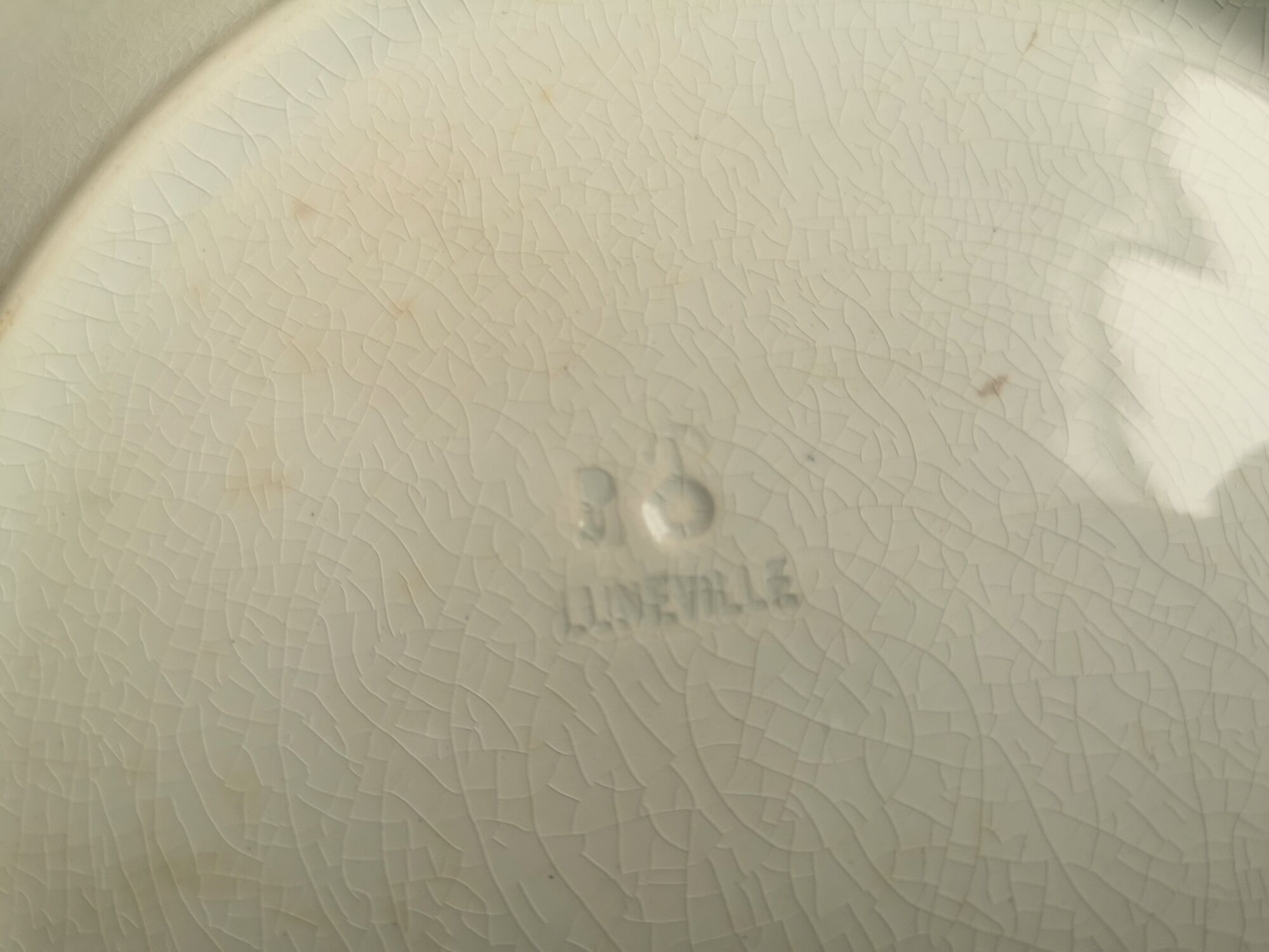 Old decorative plate in barbotine by luneville cherry motif