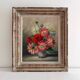 Peinture ancienne tableau huile sur toile fleurs dahlias 