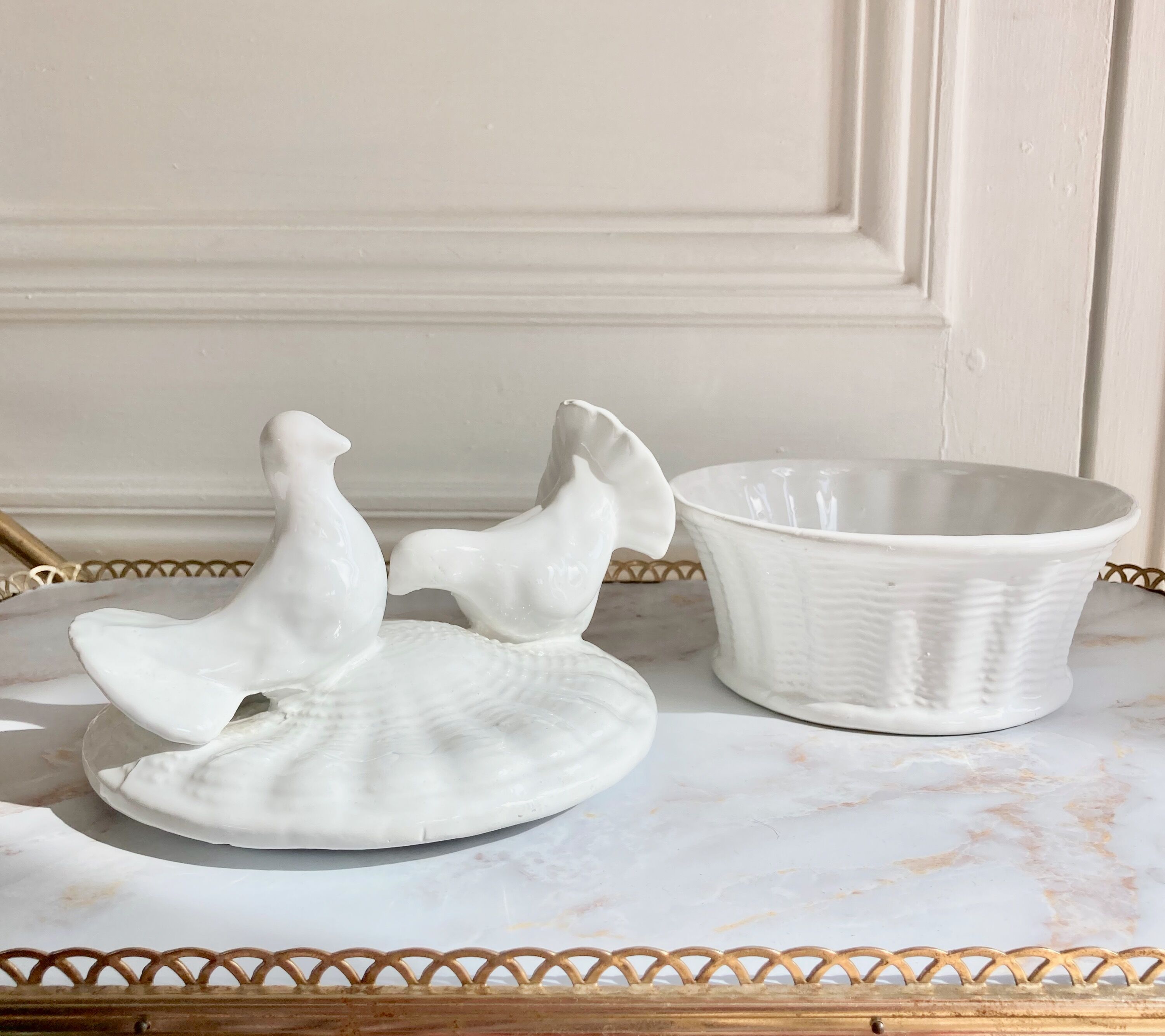 Soupière oiseaux céramique