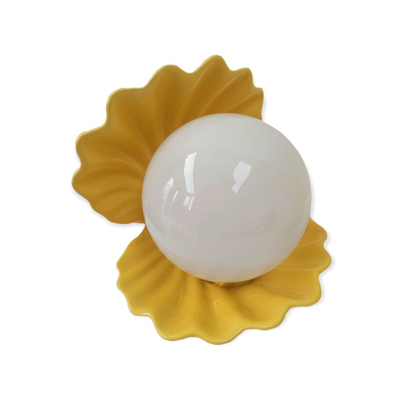 Vintage lamp shell yellow ceramic 70s