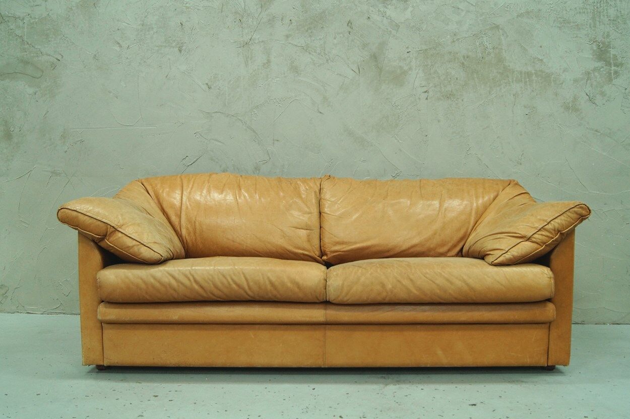 Swedish aniline leather sofa from IRE AB Skillingaryd Mobel, 1970s