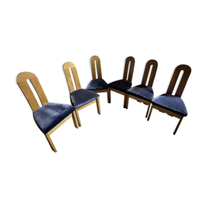 6 chaises vintage en chêne clair