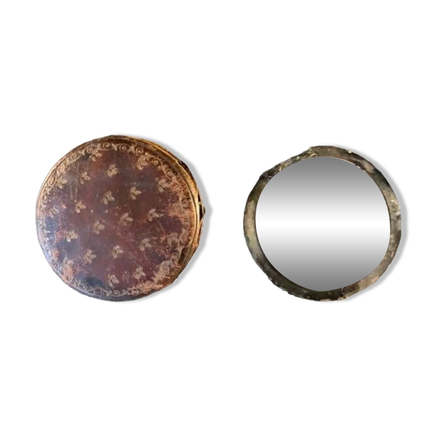 Miroir De Poche En Laiton - Dimensions 8x8x10,5 Cm - Occasion Ou Neuf