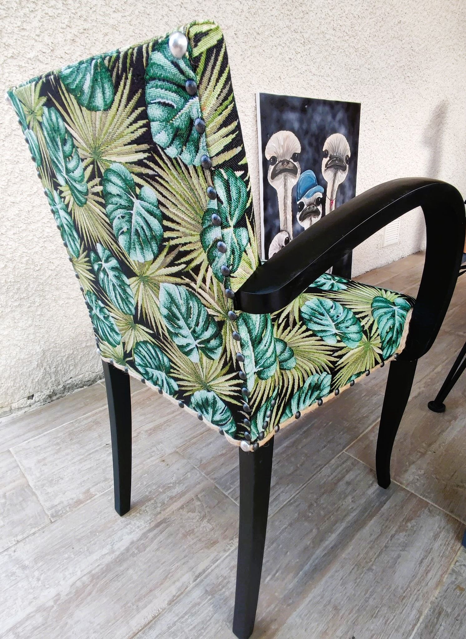 Bridge fabric leaves and black wood