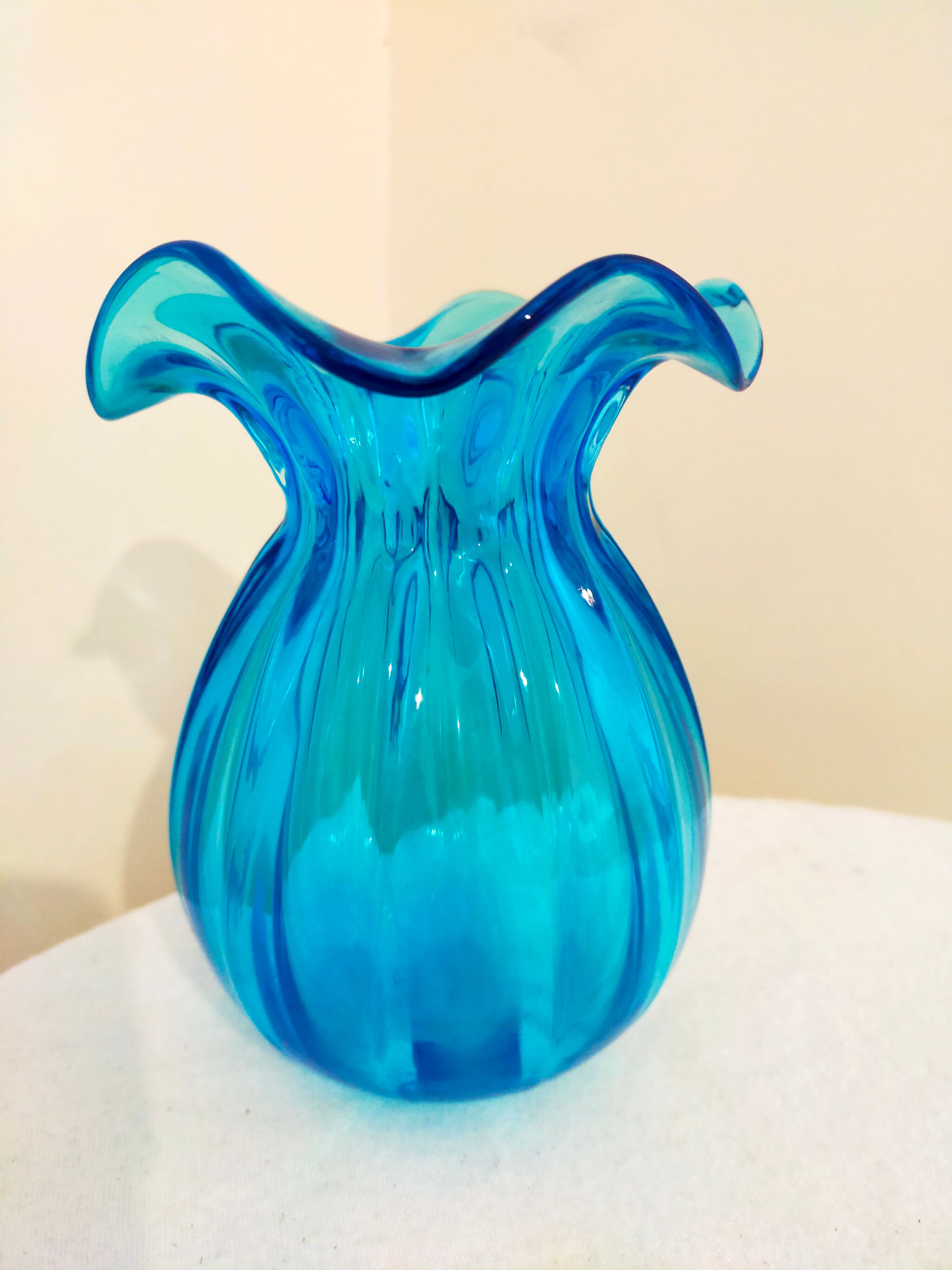 Blue breathless glass vase