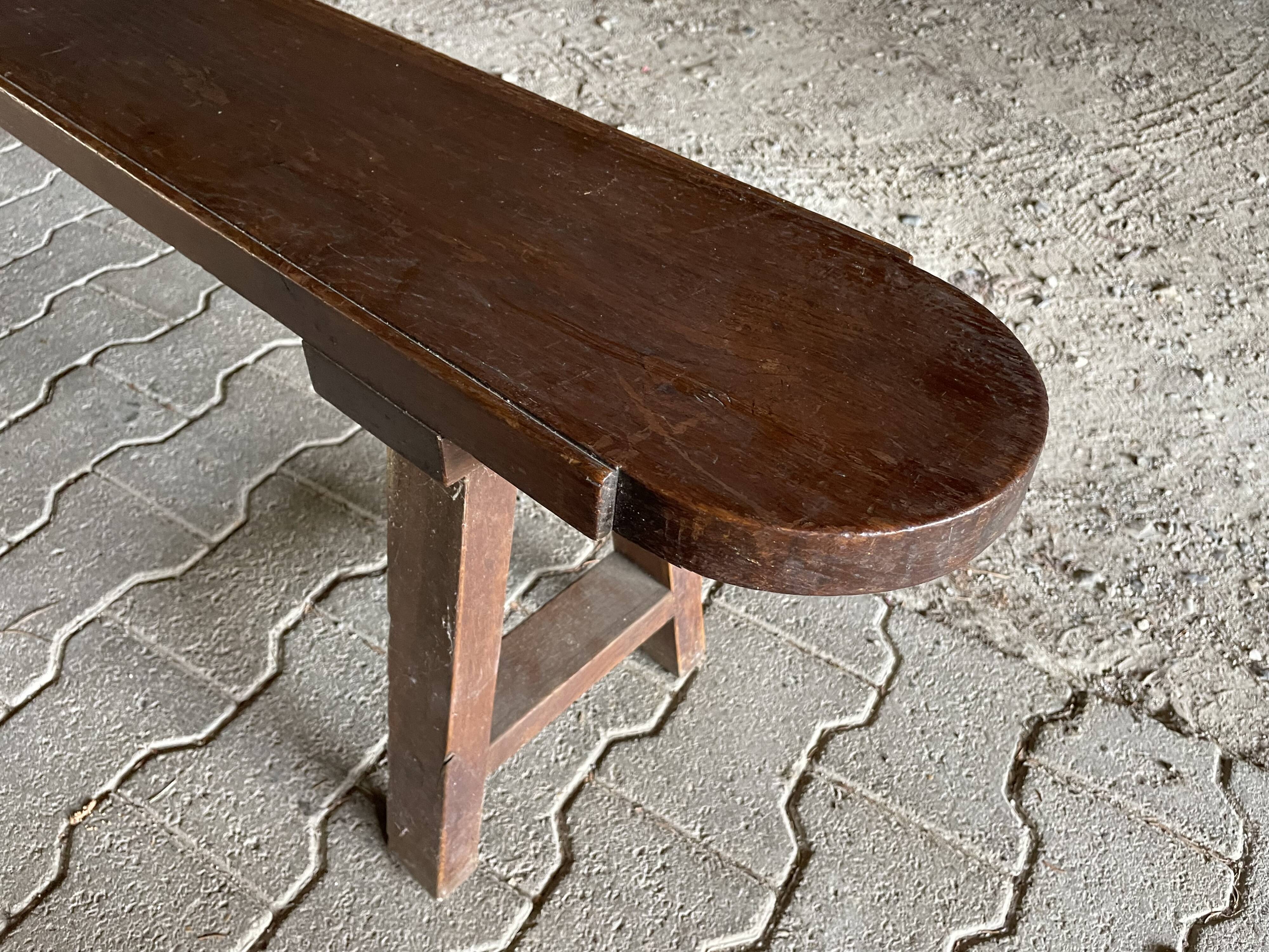 Pair of large solid oak farm benches
