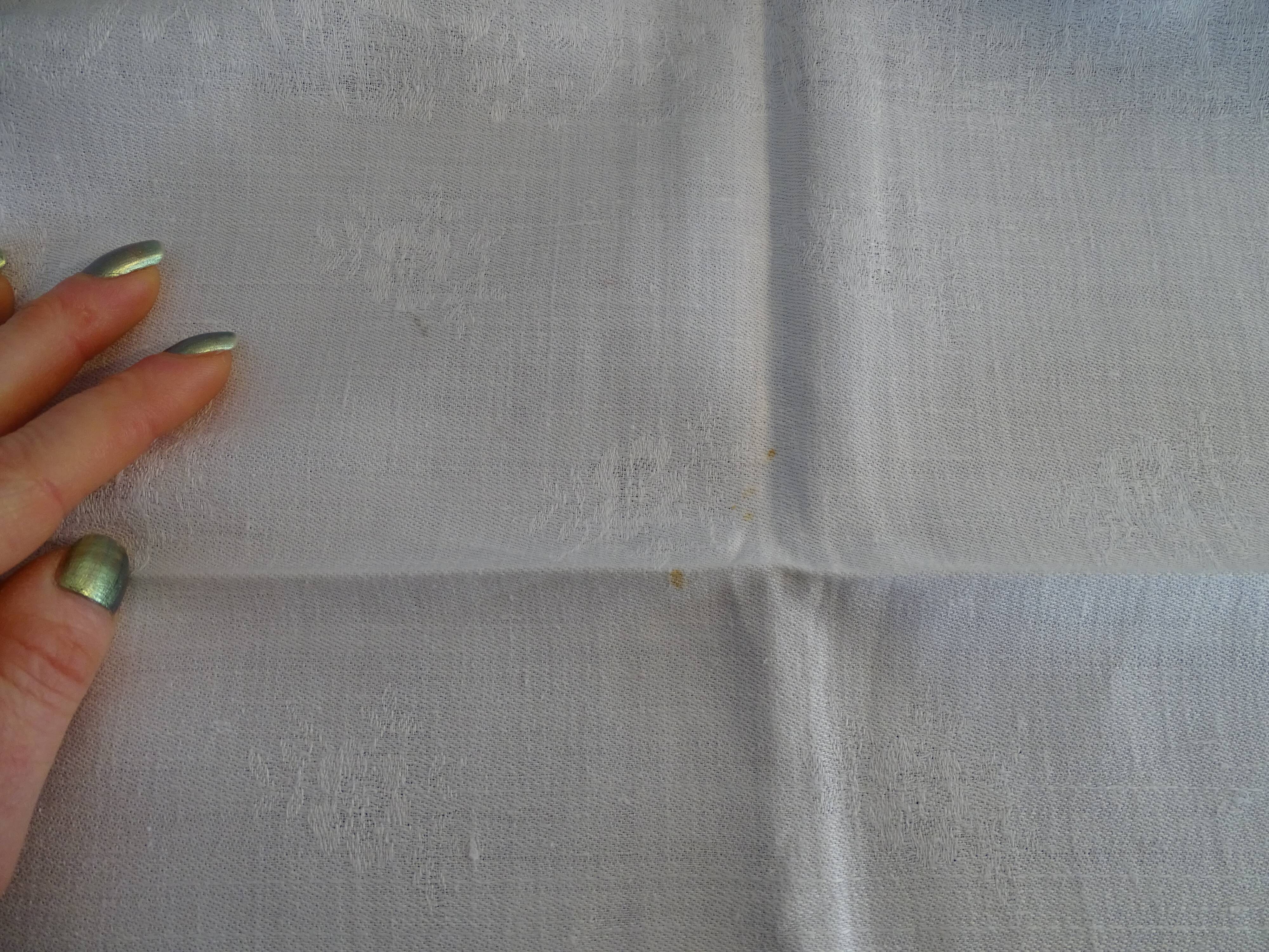 Lot de 10 serviettes de table brodées coton damassé monogramme J.G