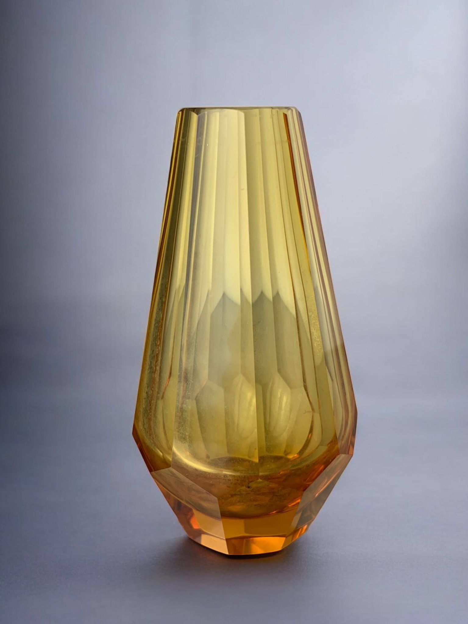 Yellow Faceted Vase by Seguso, Murano glass, Italy, 1970
