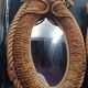 Pair of large oval rope and leather mirrors, very good condition, 1950s