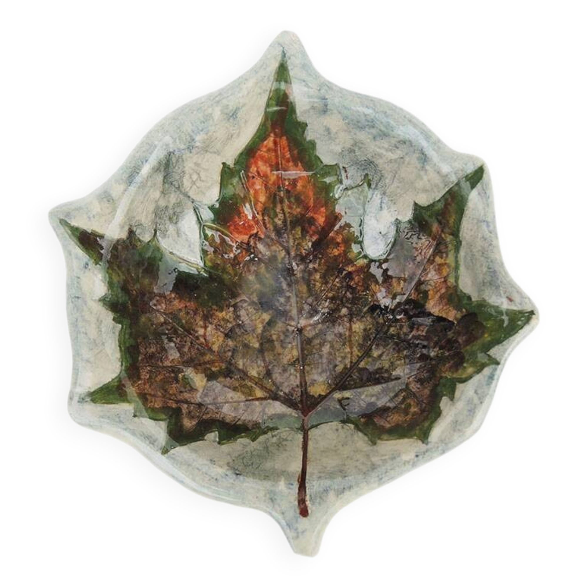 Antique ceramic bowl signed – maple leaf decoration
