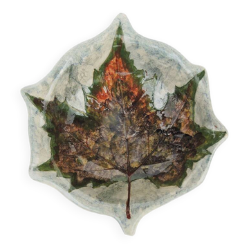 Antique ceramic bowl signed – maple leaf decoration