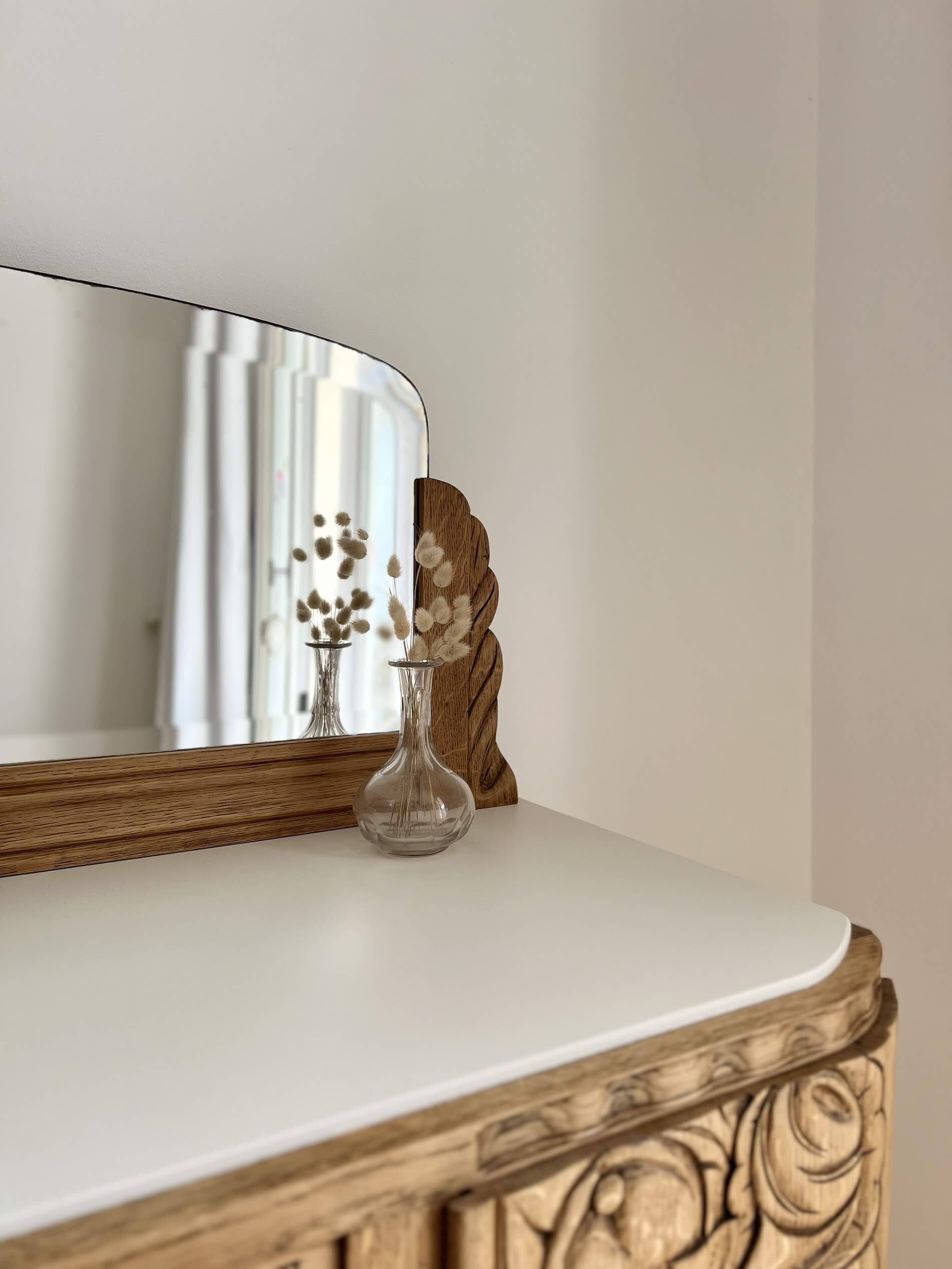 Art Deco oak sideboard with mirror (removable)