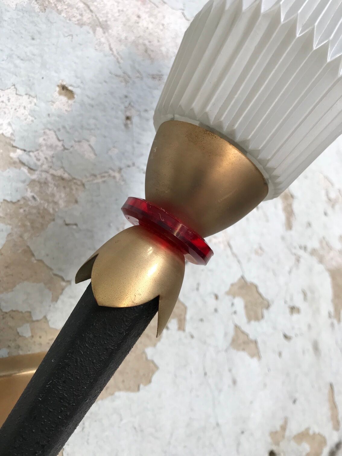 Pair of vintage metal and brass sconces