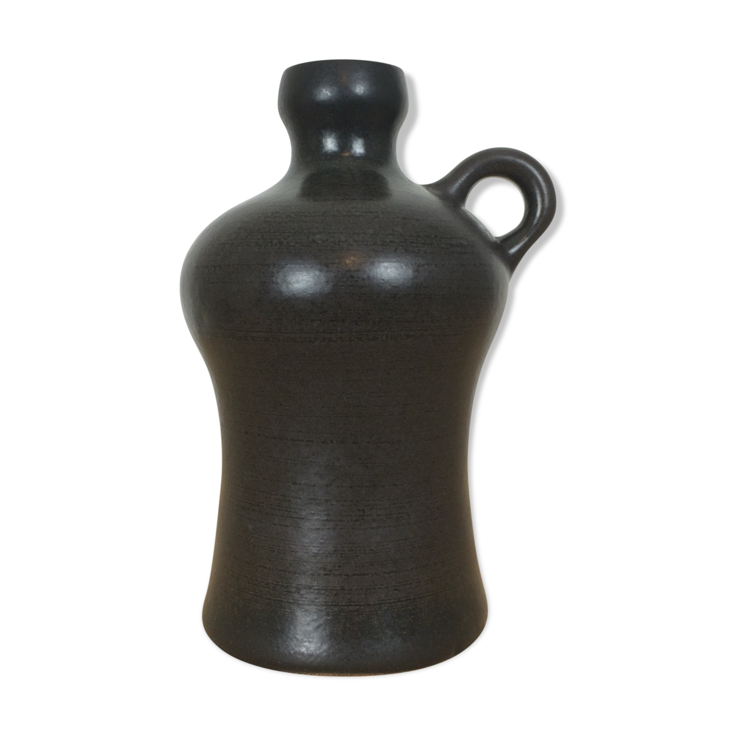 Black ceramic vase with handle