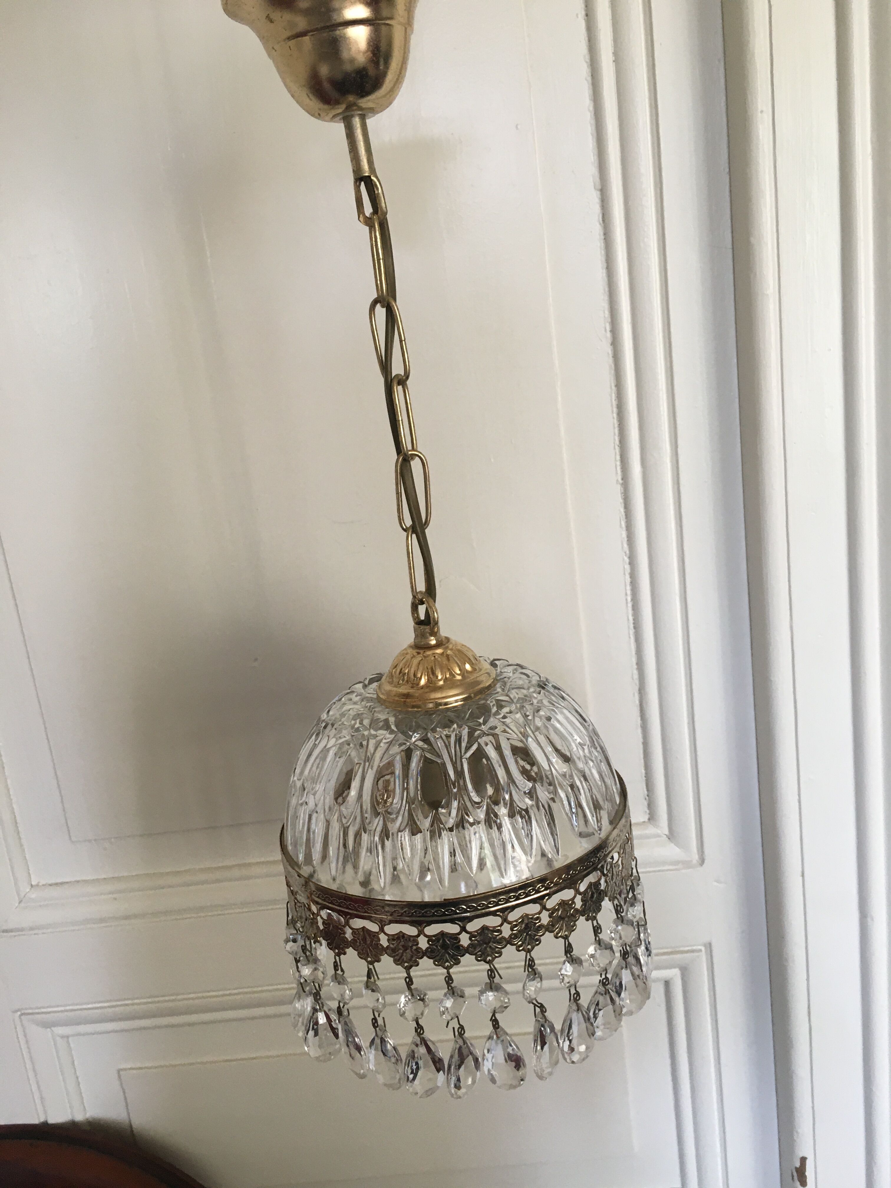 50's stamp glass chandelier