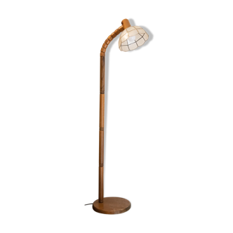 Wood floor lamp lampshade mother-of-pearl