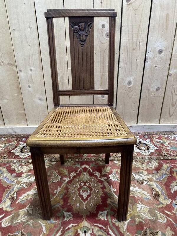 Série de 4 chaises art déco cannées