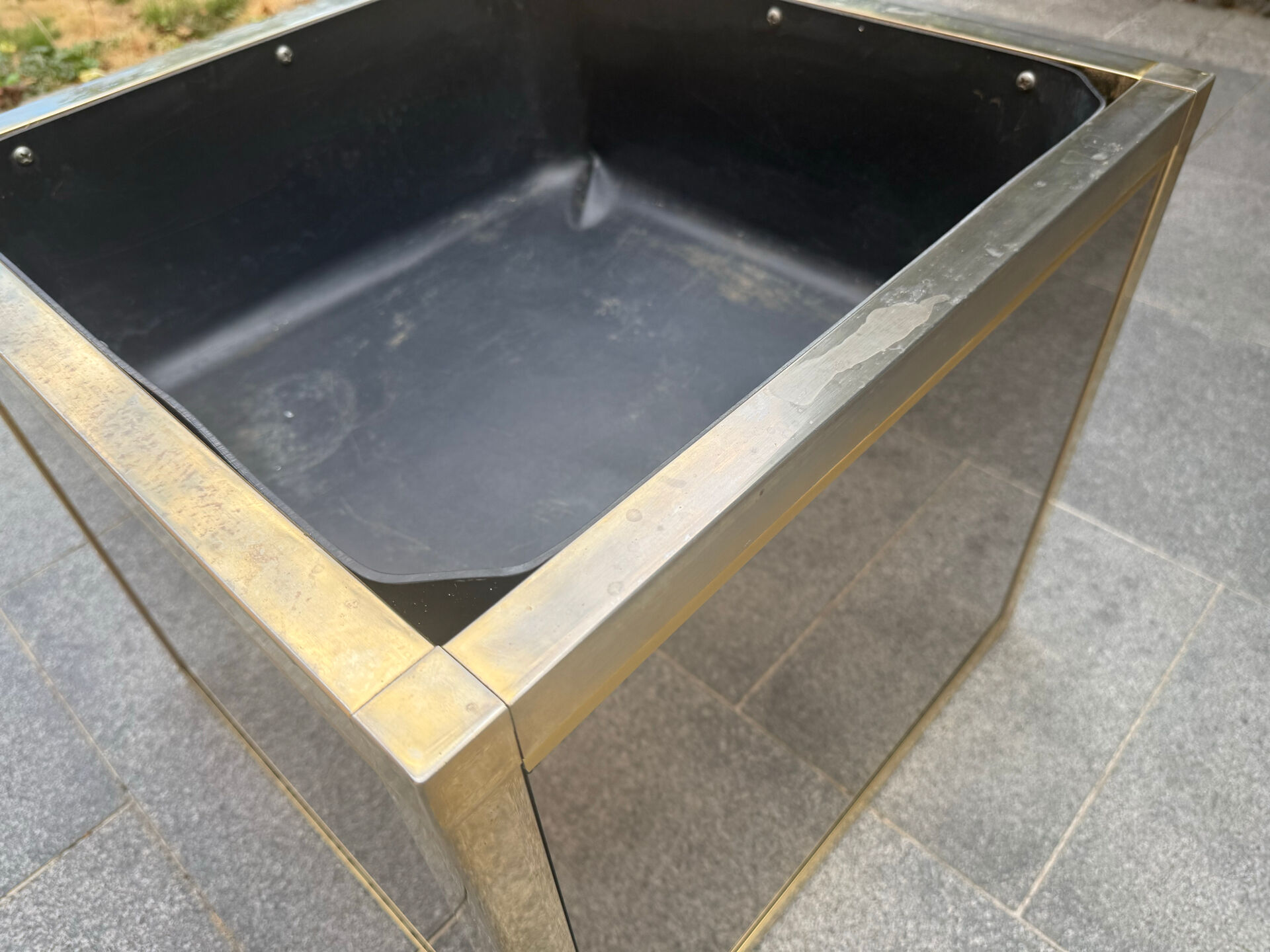 Jardinière métal dorée miroir Italie 1970