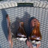 Pair of amber green wall candle holders