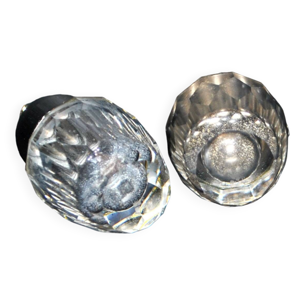 Lot de 2 salières anciennes en cristal taillé de Swarovski signées