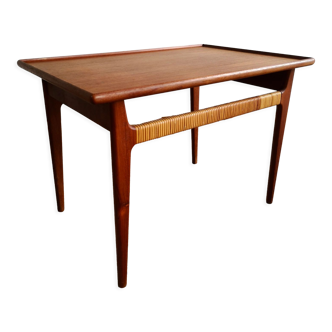 Scandinavian coffee table 60's teak and wicker