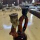 Vintage Vallauris ceramic two-branch candlestick chandelier