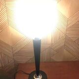 Black lacquered wood and white opaline lamp