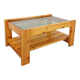 Vintage coffee table in pine and smoked glass, 1970-1980