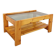 Vintage coffee table in pine and smoked glass, 1970-1980