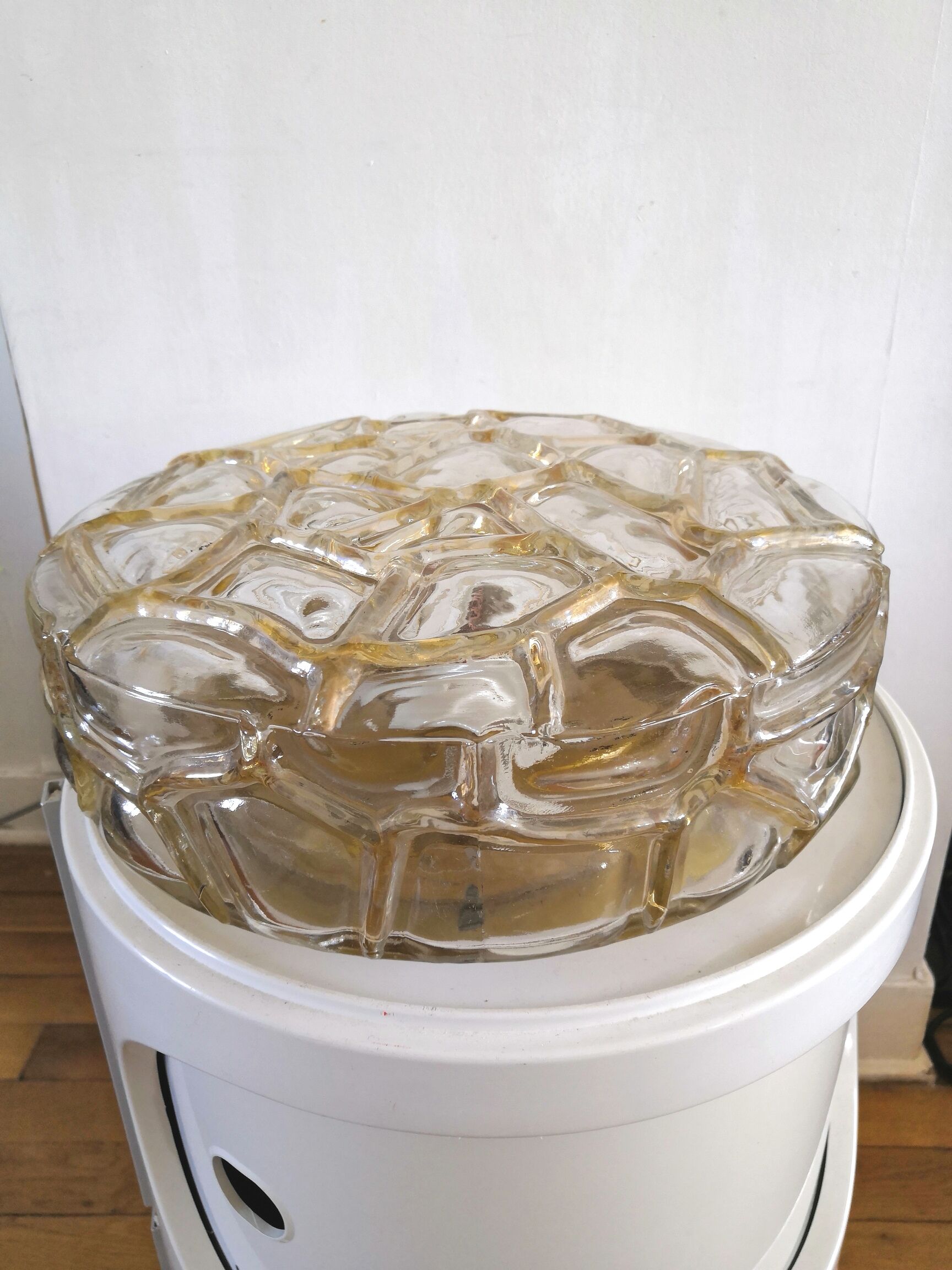 Vintage ceiling lamp in bubbled glass design Profassung 70s - 80s