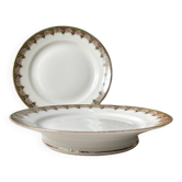 Vintage pedestal dish White porcelain with flowers Made in France