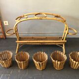 Rattan plant holder, 60s