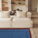 Slate blue and oxblood wool rug, 150/250cm