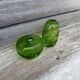 Vintage 1970 set of 2 small green blown glass vases