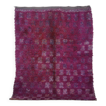 Tapis marocain berbère vintage en laine violette fait main