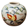 Vase boule en porcelaine, motif grenades