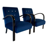 Pair of Blue Italian Art Deco Armchairs, 1930s