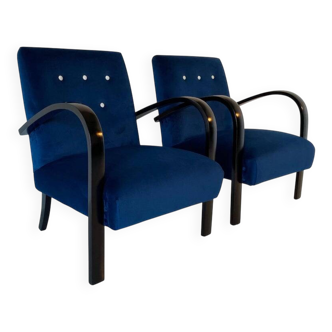 Pair of Blue Italian Art Deco Armchairs, 1930s