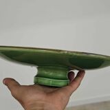 Vintage 50s-60s dish in green enamelled terracotta