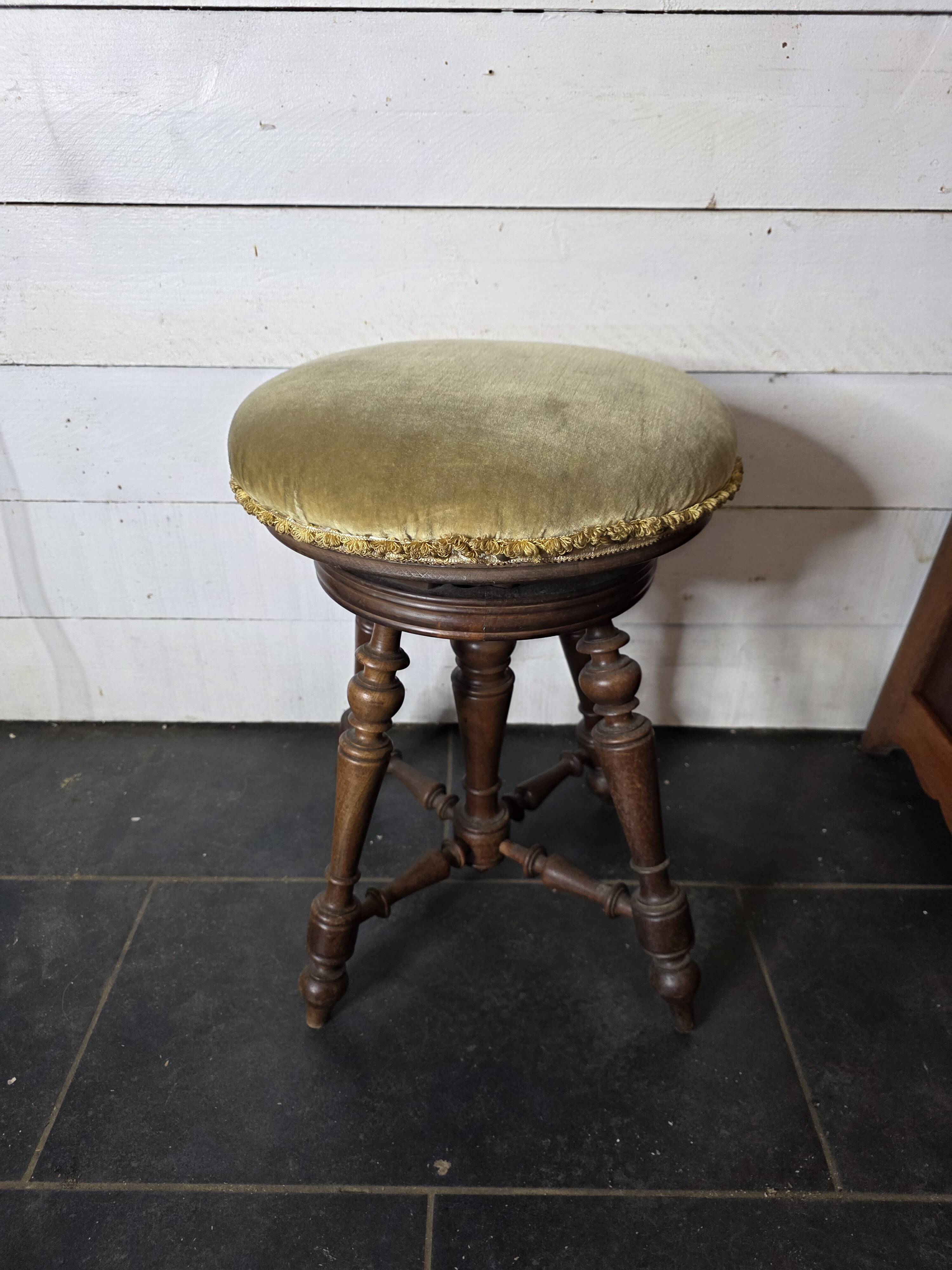 Antique adjustable piano stool