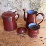 Cafetière et pot à lait émaillés vintage