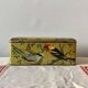 Large metal box - lithograph signed M. Beaudet - bird decoration