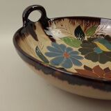 Round ceramic dish 2 coves floral decoration