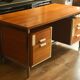 Bureau vintage teck et inox deux caissons